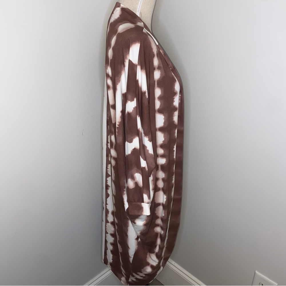 Callie Mac open front oversized tie dye dolman sleeve knit cardigan brown Small - Picture 3 of 7
